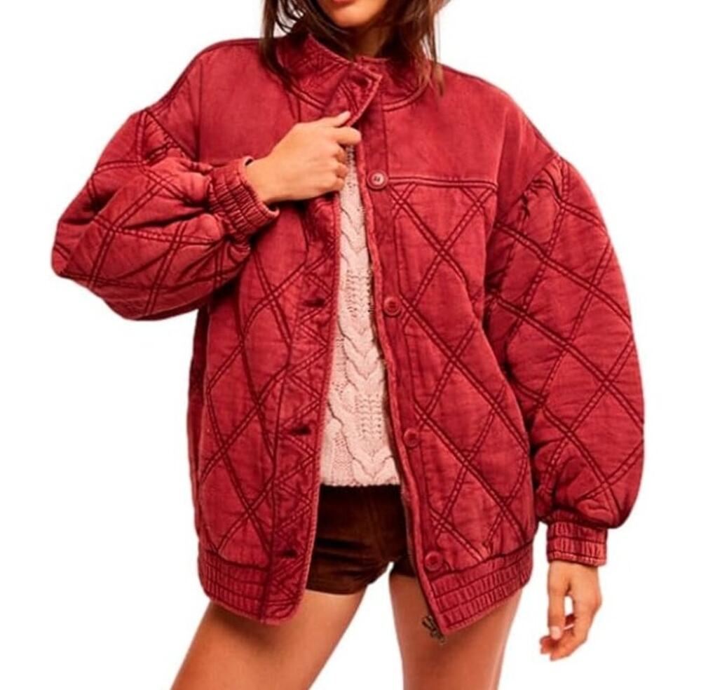 Free People Women's Port Juno Quilted Long Sleeve Jacket Size Large NEW